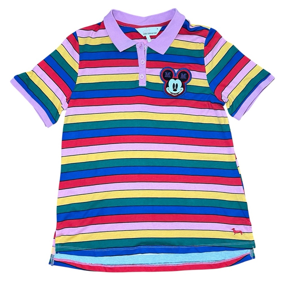 Peter Alexander Striped Mickey Mouse Short Sleeve Polo Shirt NWOT size MEDIUM